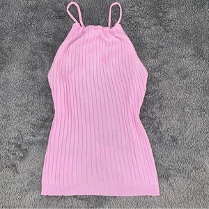 NEVER WORN Cute Sexy Y2K Pink Strappy Tie Up Open Back Crop Top / Halter Top